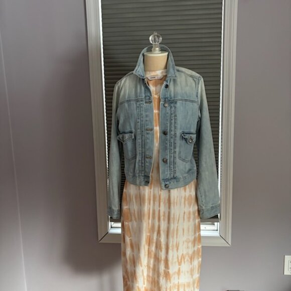 GAP 1969 Denim Jacket Light Wash Distressed Woman's Small - Picture 3 of 7